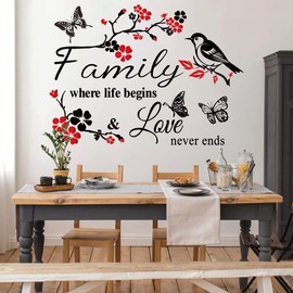 Wall Decor Sticker Family Letter Vinyl Wall Art Decal Removable Wall Stickers Quotes Family is Everything Wall Decals Art Mural Home Decor for Living Room Dining Room Kitchen.（Red）