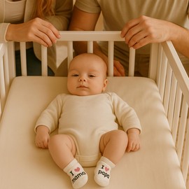 Baby Socks 0-3 Months Cotton Baby Socks 0-3 Months Socks with Saying I Love You Mama & Papa Newborn Baby Shower Gifts for Birth (DE/NL/SE/PL, Age, 0 Months, 3 Months, Mum and Dad)