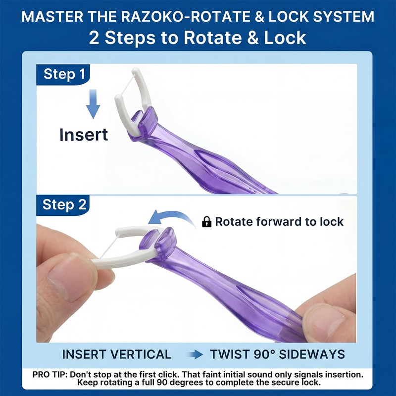 Flosser Kit, Shred-Resistant, Insert & Rotate 90° to 135° for