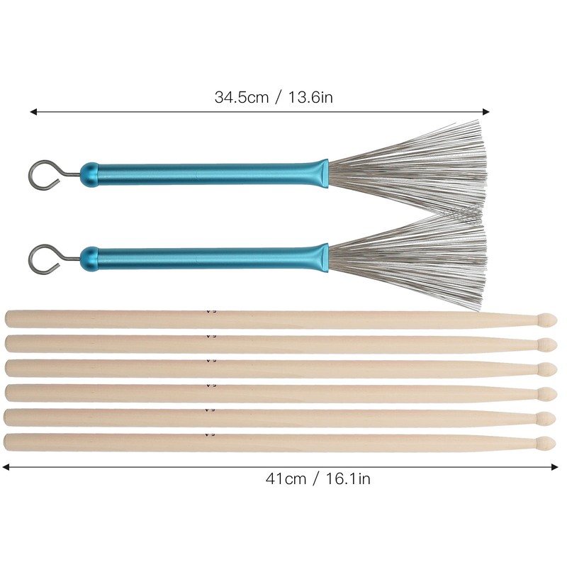 Drum Stick Brush Set Jazz Retractable Metal Wire 5A Rod