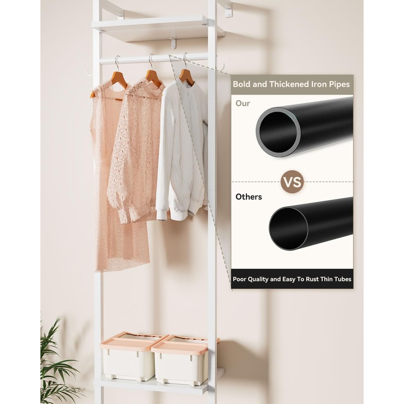 YMYNY Coat Rack Wall Mounted, 70.87H Clothes Garment Rack, Freestanding