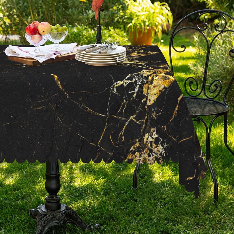 Black and Gold Marble Tablecloth Marble Print Table Cloth for