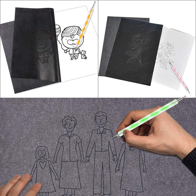 100 Sheets Black Carbon Paper Transfer Sheet A4 Graphite Tracing