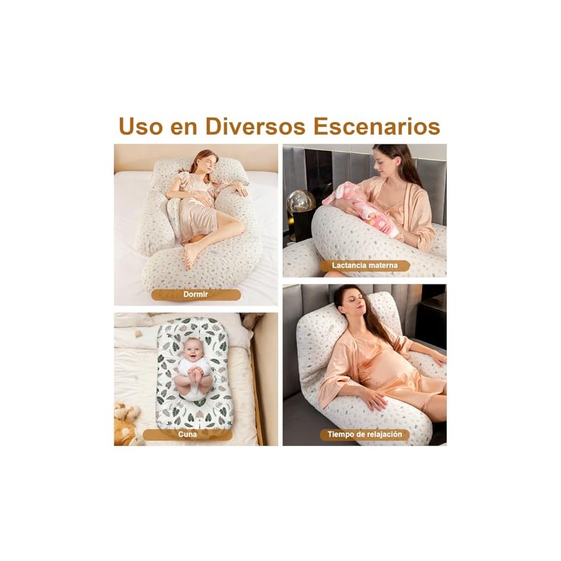 Almohadas de Embarazo para Dormir, Ergonómica, Blanquecino