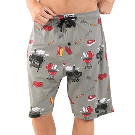 Lazy One Pajama Shorts for Men, Men's Pajama Bottoms, Sleepwear, BBQ, Grills, Steak (Grillin', Small)