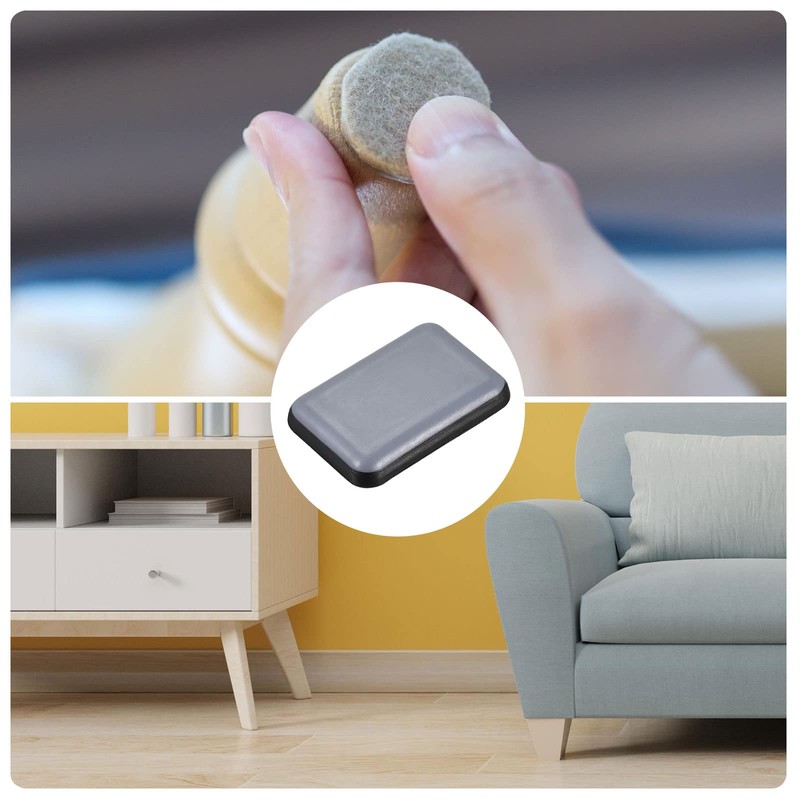METALLIXITY PTFE Furniture Slider Gliders (35x25mm) 12Pcs, Rectangle Self-Adhesive Floor