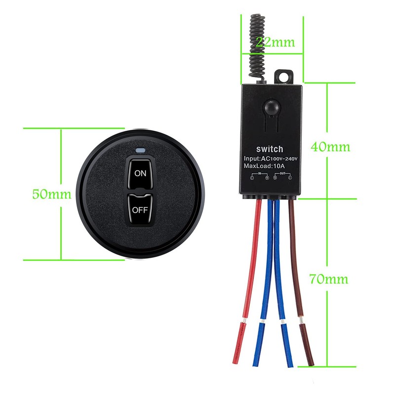 Meskliu Wireless Lights Switch Kit,AC 110V/120V/220V/240V Mini Wireless Remote Switch,10A