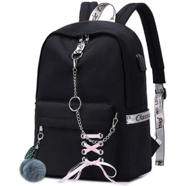 Gpslgkof Backpacks for Girls Backpack for School Bag Bookbag Aesthetic Cute School Backpack for Girls Teens (Black)