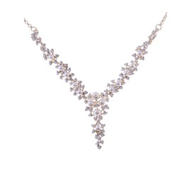 Alilang Golden Tone Clear Crystal Rhinestone Faux Pearl Necklace