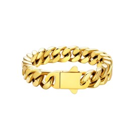 Chunky Gold Bracelet, 12mm Cuban Link Chain Bracelet for Men,Punk Jewelry,23cm