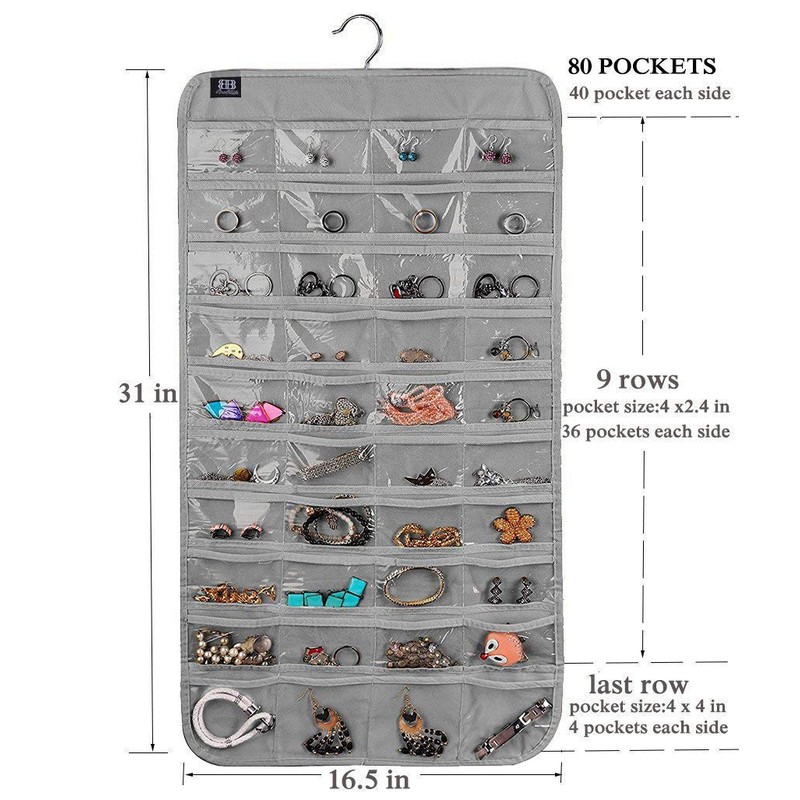 BB Brotrade Hanging Jewelry Organizer,Accessories Organizer,80 Pocket Organizer for Holding