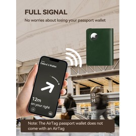 gliship Passport Holder with Airtag Slot, Passport Case with RFID Blocking for Women Men, Slim Family Anti-Lost Leather Passport Wallet, Travel Must Haves Accessories Christmas Birthday Gifts (Green)