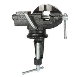 findmall 3.15 Inch 360° Swivel Portable Table Bench Vice Clamp Swivel Base Universal Home Vise for Woodworking, Metalworking, Cutting Conduit, Drilling, Sawing