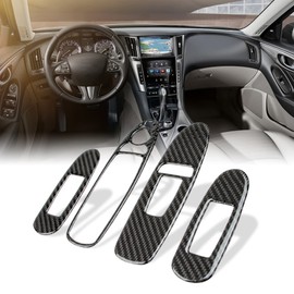 AeroBon Q50 Real Carbon Fiber Interior Trim Overlay Compatible with 2014-2024 Infiniti Q50 Window Lift Door Lock Switch Control Panel Trim Set