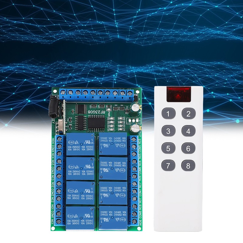 Remote Control Module 8 Channels 433.92MHz Multifunctional 100m Fixed Encoding