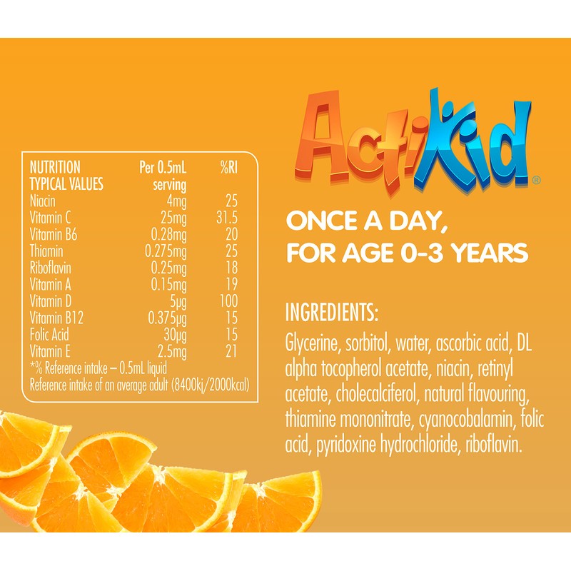 ActiKid Multi-Vitamin Drops 25ml, Gelatine Free (Vitamin Drops for Babies,