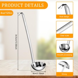 Gatphy 7Pcs Soup Serving Spoon Ladle Stainless Steel Sauce Ladle Spoon 4oz Long Handled Soup Ladles with Hanging Hole Small Sauce Ladle Kitchen Utensils Soup Ladles for Restaurants Home