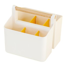 Vidifor Art Supply Organizers Caddy with Handle, Desk, Dorm Caddy, Shower, Cleaning, Makeup Caddy and Tote (White+Yellow, Small)