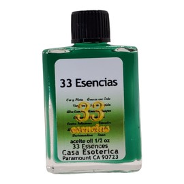 33 Essences Oil (33 Esencias Aceite) Spiritual Candle Anointing Oil by CASA ESOTERICA MAGICK SPACE 0.5 FL OZ (1 Pack)