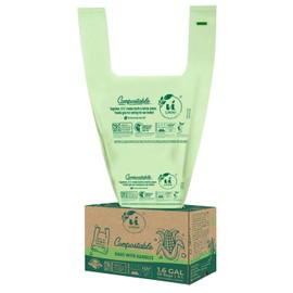UNNI Compostable Bags with Handles, 13 Gallon, 49.2 Liter, 60 Count, 0.87 Mil, Tall Kitchen Food Scrap Waste Bags, T-Shirt Bags, ASTM D6400, US BPI, CMA & OK Compost Home Certified, San Francisco