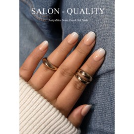 AutyaMee Semi Cured Gel Nail Strips (Beige White Ombre), 20 Pcs Gel Nail Wraps, Stickers, UV Light Required, Salon Quality, Long Lasting