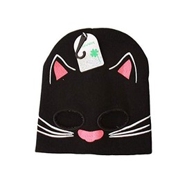 Cute Youth Size Cuffless Cat Mask Beanie with Eye Holes