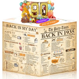 OLOSONG 90th Birthday Card for Men Women, Funny 3D Pop Up 90th Birthday Gifts for Grandma Mom Dad, Back In 1935 Happy 90 Year Old Birthday Decorations Cards for Her Him, Classy Vintage