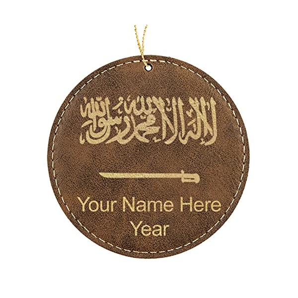 LaserGram Personalized Christmas Ornament, Flag of Saudi Arabia, Faux Leather,