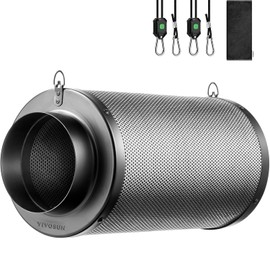 VIVOSUN 6 Inch Air Carbon Filter Smelliness Control with Australia Virgin Charcoal for Inline Fan, Grow Tent Smelliniss Scrubber, Pre-Filter Included, Reversible Flange 6"x 16", Black