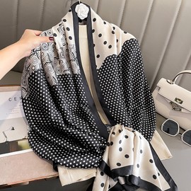 [Yulyu] Scarf, Women's, Large Scarf, Thin Scarf, Sunscreen Shawl, Seaside, Stylish, Elegant, Cooling Protection, Spring, Summer, Autumn, Winter, Travel, Commute, Birthday Gift, a02