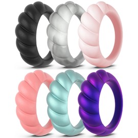 Egnaro Engagement Rings Women, Breathable Design Silicone Rings Women Wedding Bands, Stretchy Rubber Promise Rings for Gift, Anniversary Ring for Work Out