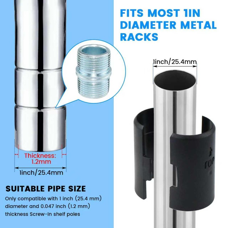 SDTC Tech 12 Pairs Wire Shelf Clips and 4Pcs Pole