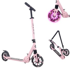 Aero Scooter for Kids 6-12 & Teens | Light Up Big Wheels & Shock Absorption | Boys Girls 2 Wheels Kick Scooter | Foldable & Height Adjustable, 176lbs Max