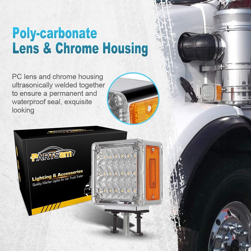 Partsam 2X Square Double Face LED Pedestal Light Cab Fender