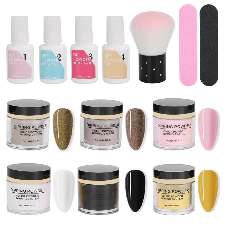 Nail Dipping Powder Set Nail Art Powder Top Base Coat