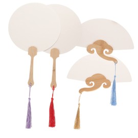 STOBOK 4 Stück Fächer Griff Japanische DIY Leistung Handwerk Dekorative Kinder Und Runde Haus Fächer Unfertige Tanz Liefert