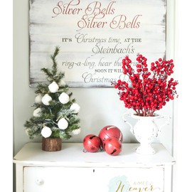 DearHouse 4 Pack Artificial Red Berry Stems Holly Christmas Berries for Festival Holiday Crafts and Home Decor, 19.5 Inches Burgundy Berry Floral Christmas Tree Decoration