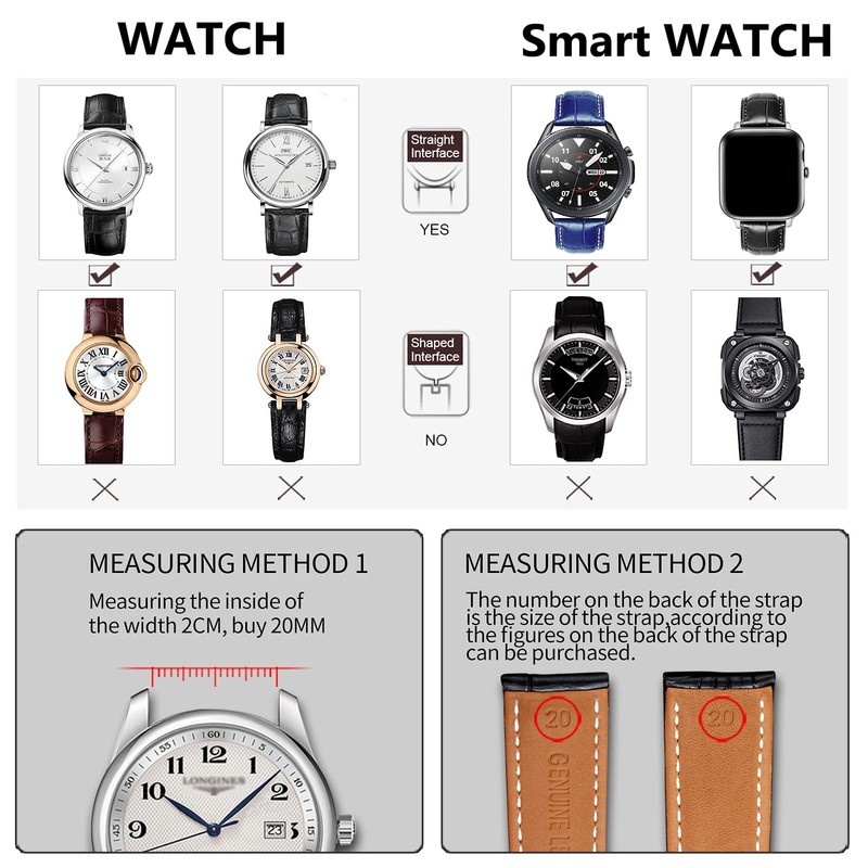 Moran Quick Release Leather Watch Bands Deployment Butterfly Buckle Calfskin