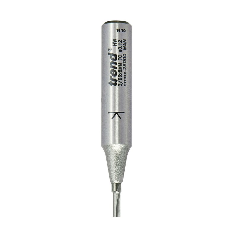 Trend Professional Double Flute Router Bit 8mm Shank 2mm Cutting