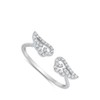 White CZ Open Adjustable Angel Wings Ring .925 Sterling Silver