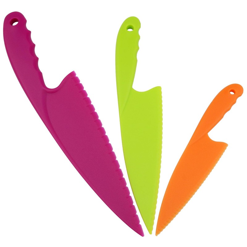 VAKTOK-3pcs Nylon Kitchen Knife Plastic Knives Nylon Kids Chef Knives