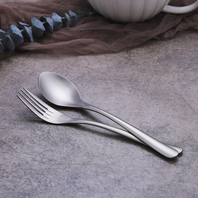 Zerophilo Titanium Cutlery Set, Lightweight Flatware, Modern Design, Dishwasher Safe,