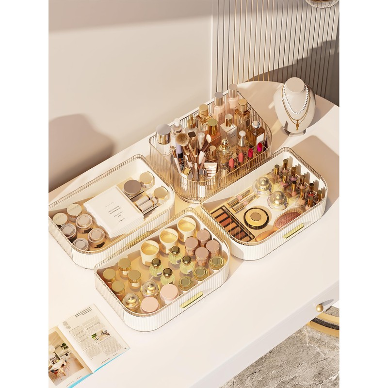 STORICANS 360° Rotating Makeup Organizer with Drawer, Clear Acrylic Cosmetic