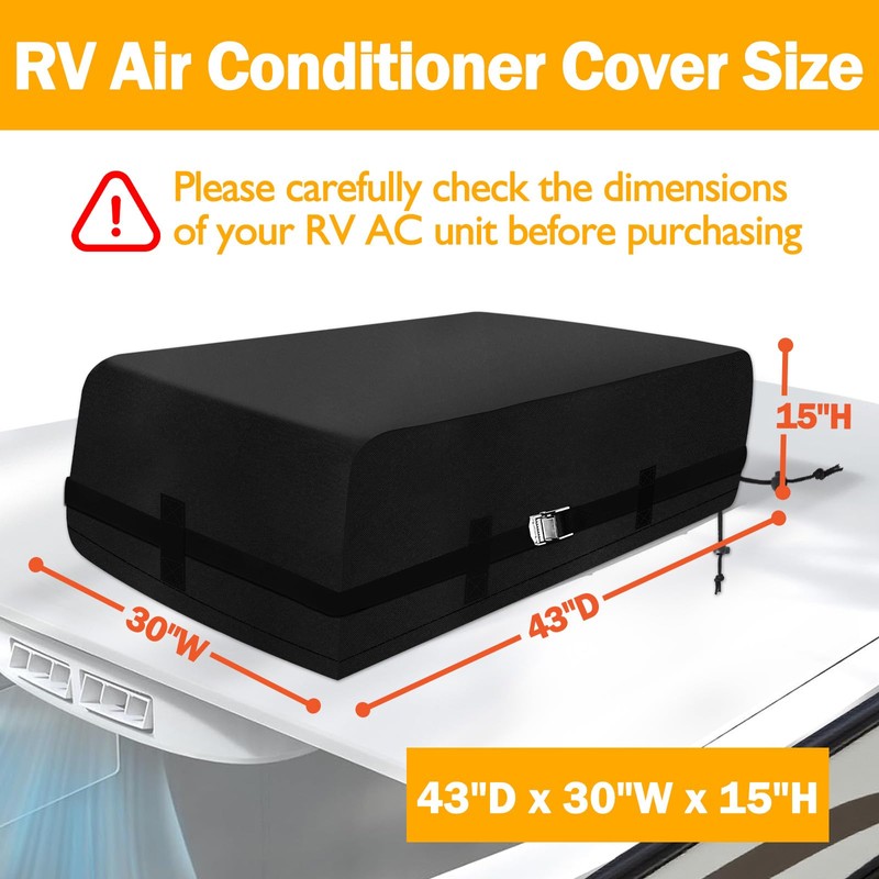 RV Air Conditioner Cover, 600D Heavy-Duty 3 Layer Insulated, Reinforced
