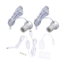 Dimmable Mini Spotlight 5V Mini LED Spotlight 1 to 2 Spot Lights with Dimmer for Display Jewelry Cabinet Porch Silver Natural Light