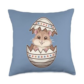 Egg-stra Adorable – Cute Baby Hamster Happy Easter Egg Throw Pillow