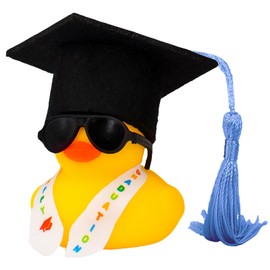 wonuu Graduation Rubber Duck, Car Dashboard Ornament Party Decoration Graduation Gifts for Her & Him, High School Seniors Phd Masters Degree College Funny Grad Gift for Women & Men, Light Blue