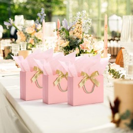 DOYIDE 30 Pack Gift Bags Medium Size with Ribbon and Greeting Cards Tissue Paper, 9"x7"x3.1" Portable Paper Gift Bag with Handles, Thank You Bags for Wedding Birthday Party Mothers Day Bridal Shower