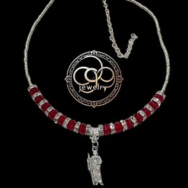 San Judas red and Silver Jessy artesanal neclace