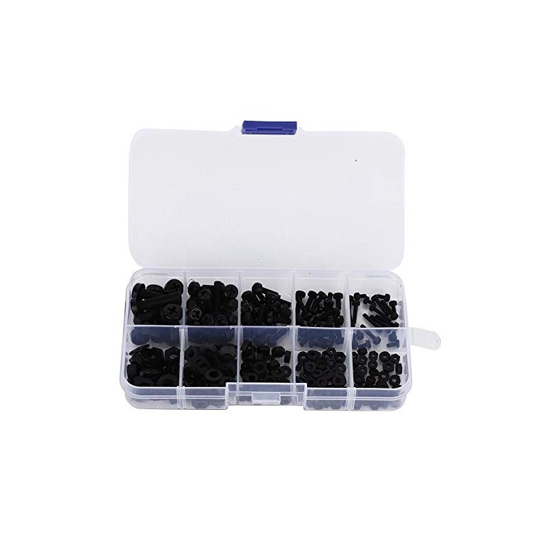 Vikye Tornillos multifunción Negro/Blanco Kit de Tornillo y Tuerca Industrial,
